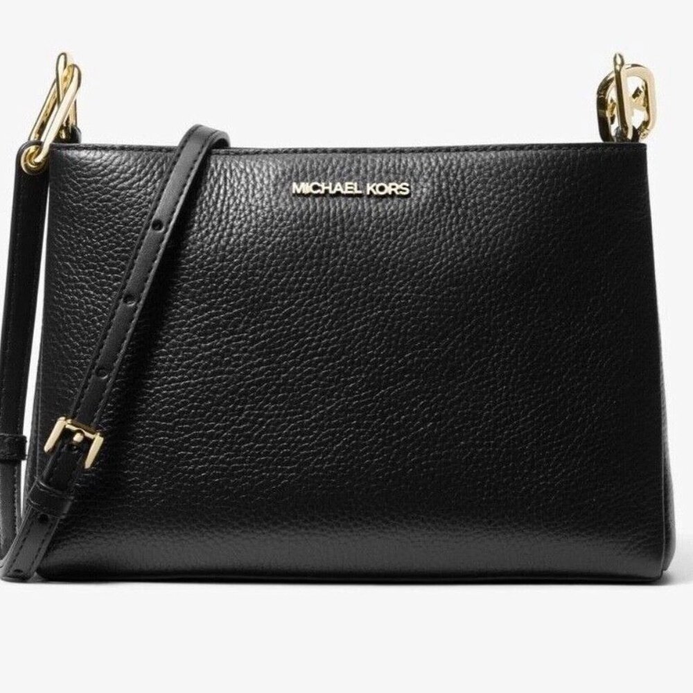 NWT Michael Kors Black Pebbled Leather Crossbody Bag